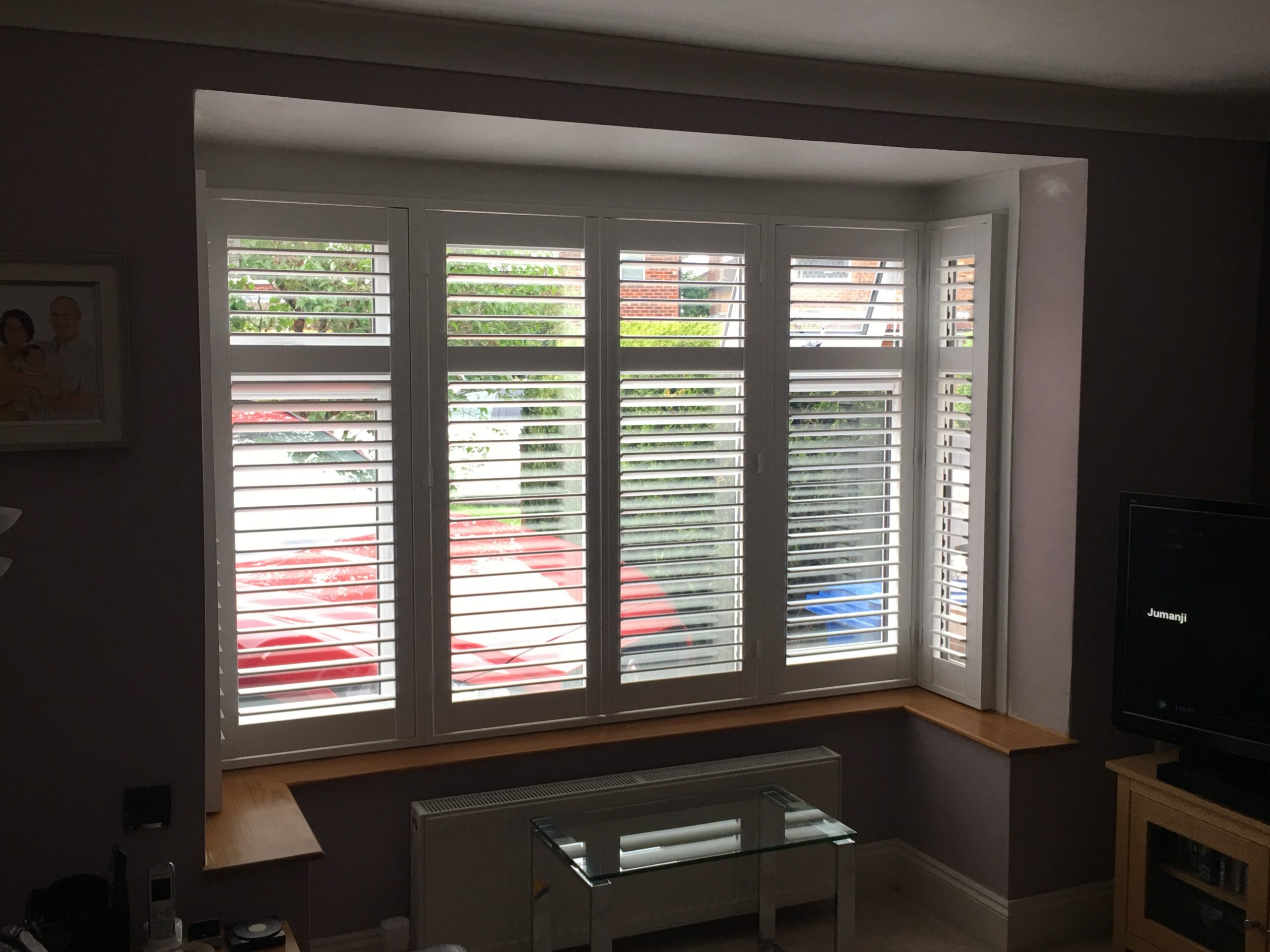 Two Box Bay Plantation Window Shutters in Bramhall, Cheshire Absolute